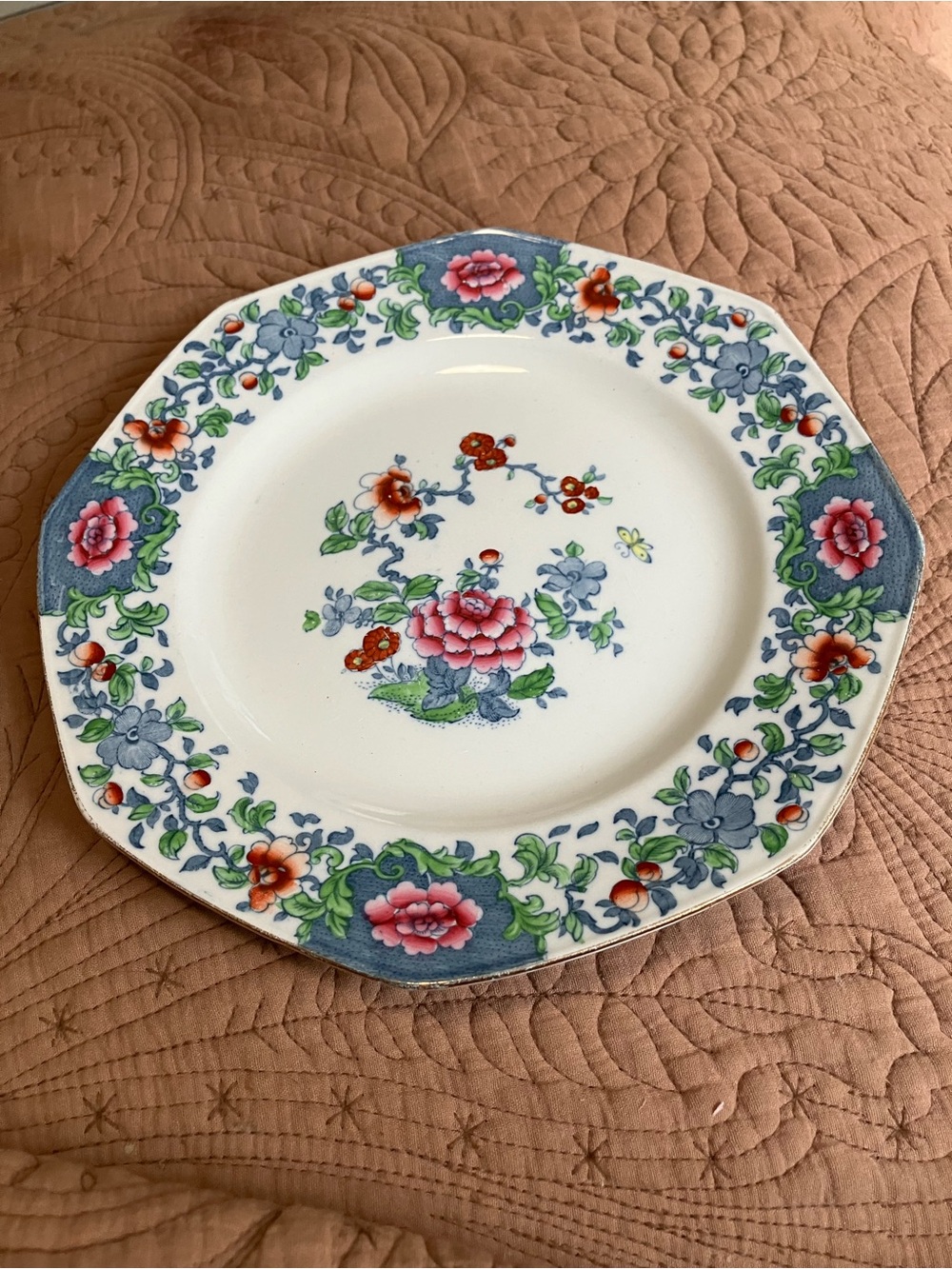 Vintage F. Winkle and Co Whieldon Ware 8 Sided Plate